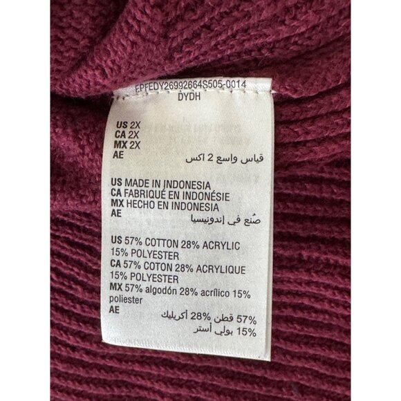 Style & Co Womens Plus Size 2X Ribbed Hem Knit Burgundy Sweater - Picture 3 of 16